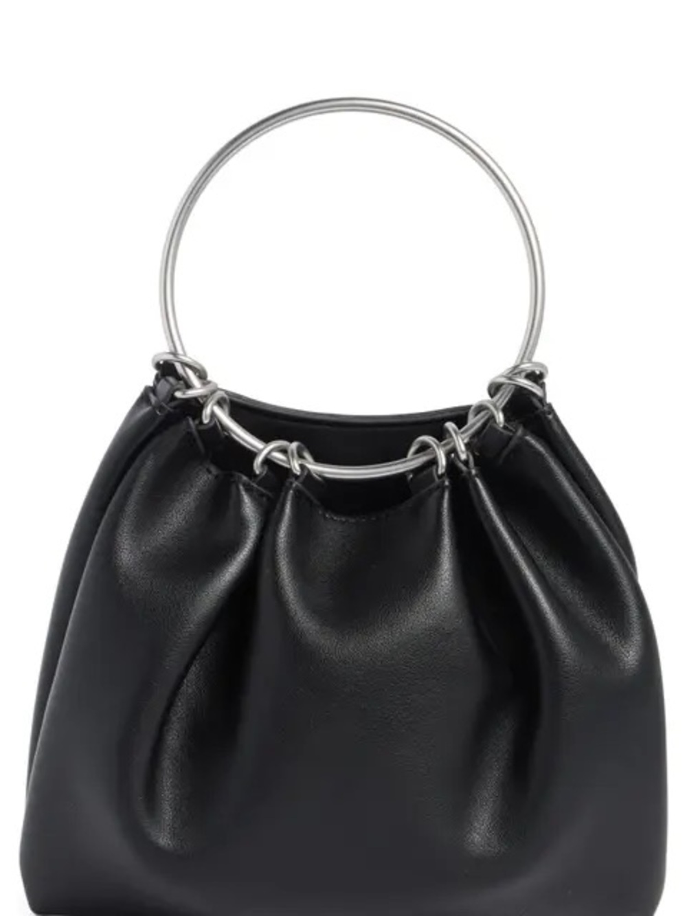 BCBGMaxAzria Black Ring-Handle Clutch